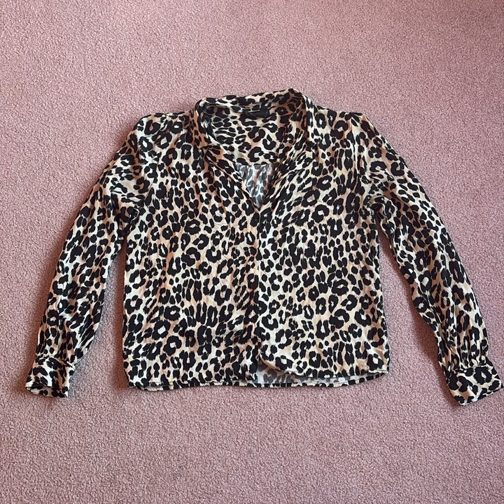 Topshop Leopard Print Long Sleeve Top Size 8